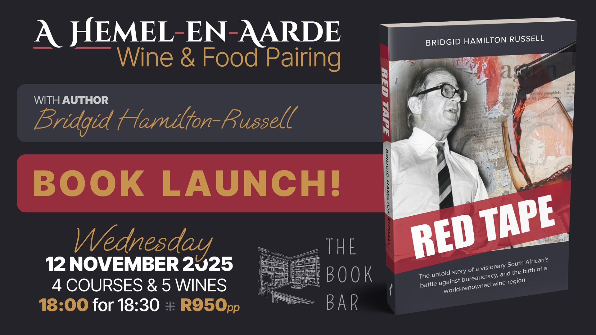 Hemel en Aarde Book Launch 12-11-2025 Fryers Cove Wine Tasting & Dinner 30-10-2025